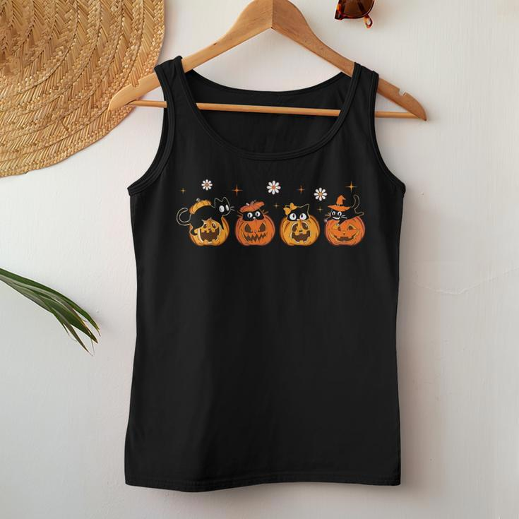 Black Cats Pumpkin Cute Halloween Cat Lover Girls Women Tank Top Personalized Gifts