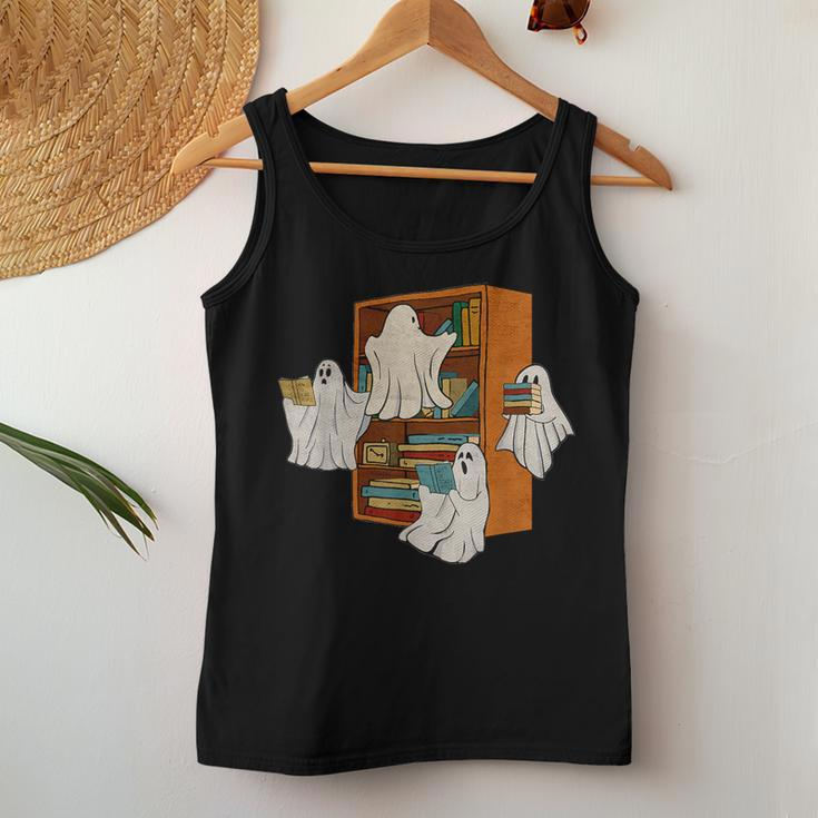 Boo Books Ghost Librarian Halloween Teacher Reading Lover Women Tank Top Funny Gifts