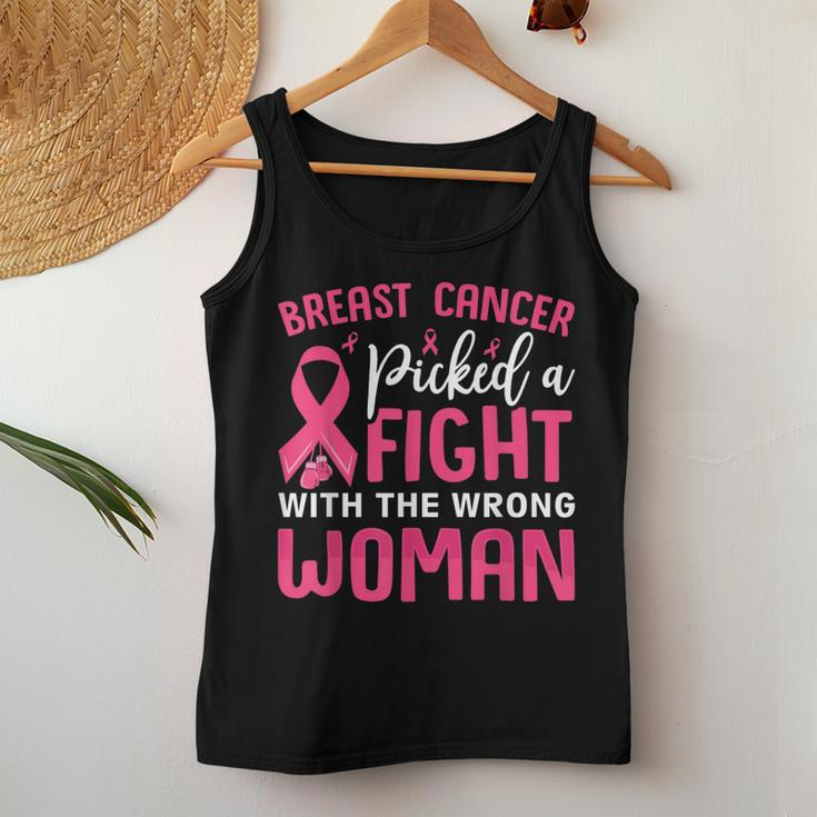 Breast Cancer Picked A Fight With The Wrong Woman Women Tank Top Unique Gifts