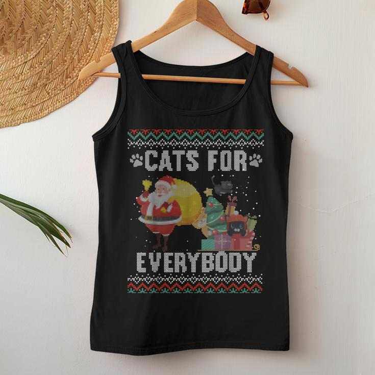 Cats For Everybody Christmas Cat Lover Ugly Sweater Women Tank Top Funny Gifts