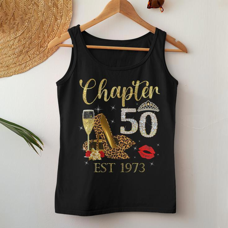 Chapter 50 Years Est 1973 50Th Birthday Wine Leopard Shoe Women Tank Top Unique Gifts
