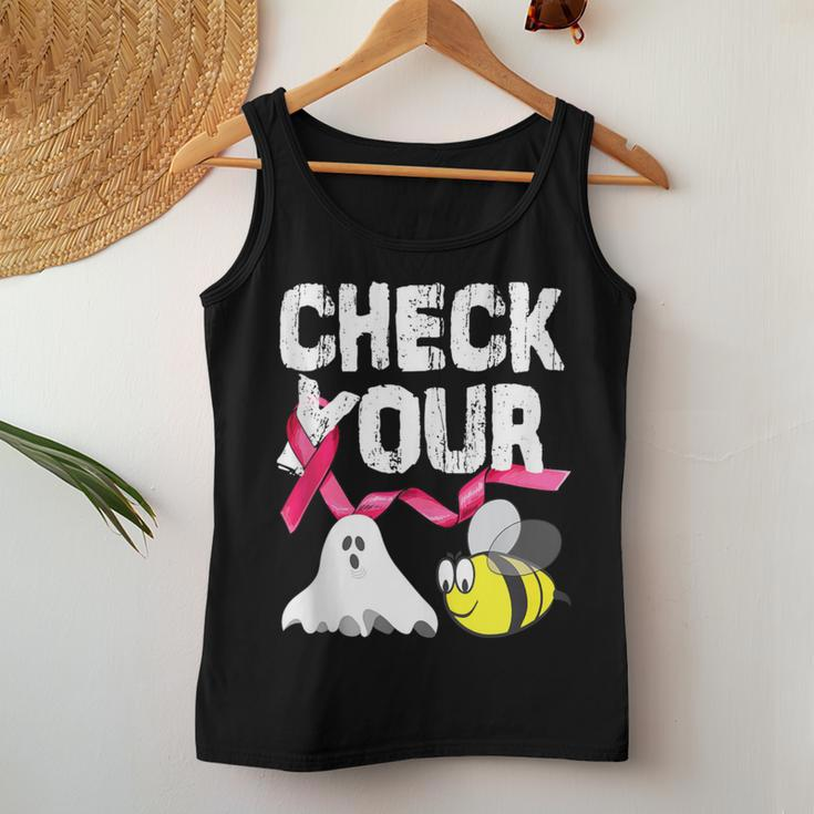 Check Your Boo Bees Breast Cancer Awareness Halloween Women Tank Top Unique Gifts