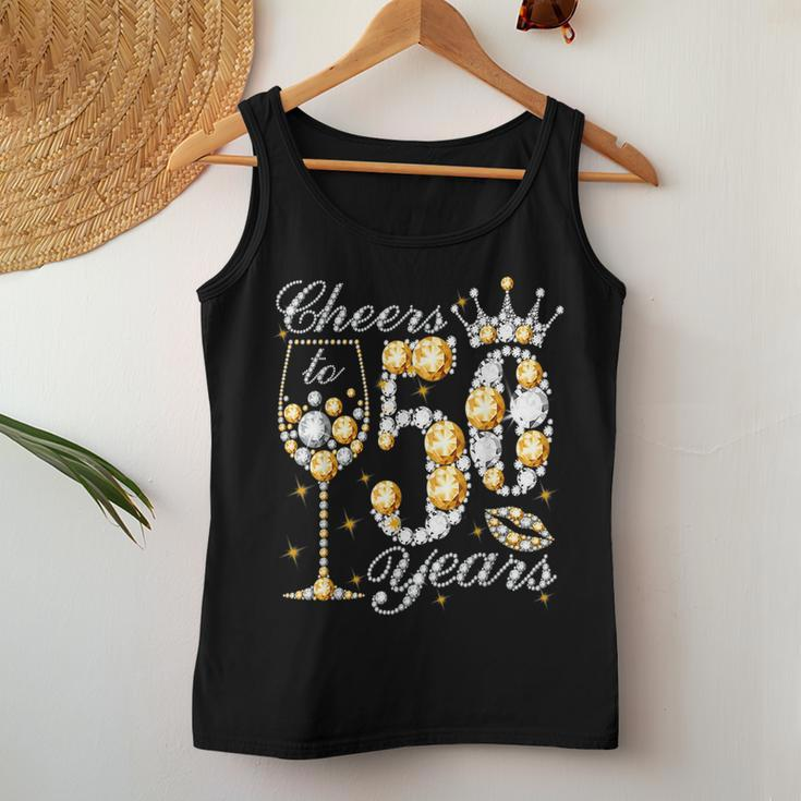Cheers To 50 Years Old Happy 50Th Birthday Queen Drink Wine Women Tank Top Weekend Graphic Unique Gifts