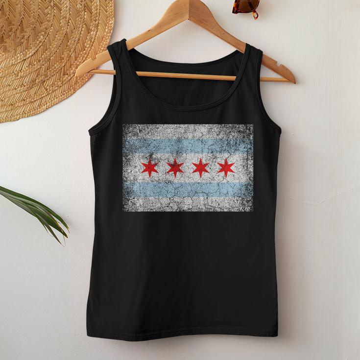 Chicago Flag Distressed Vintage Style Pride Women Women Tank Top Unique Gifts