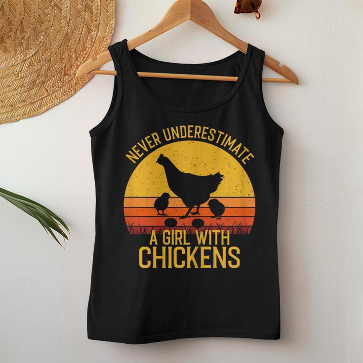 Chicken Never Underestimate A Girl With Chickens Women Tank Top Unique Gifts