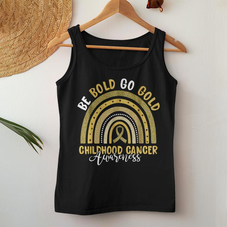 Childhood Be Bold Go Gold Childhood Cancer Awareness Rainbow Women Tank Top Unique Gifts