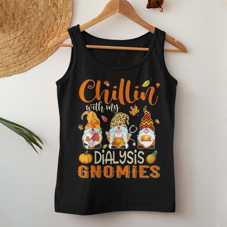 Chillin With My Dialysis Gnomies Nurse Gnome Thanksgiving Women Tank Top Personalized Gifts