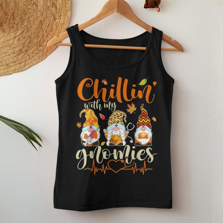 Chillin With My Gnomies Nurse Gnome Happy Thanksgiving Fall Women Tank Top Personalized Gifts
