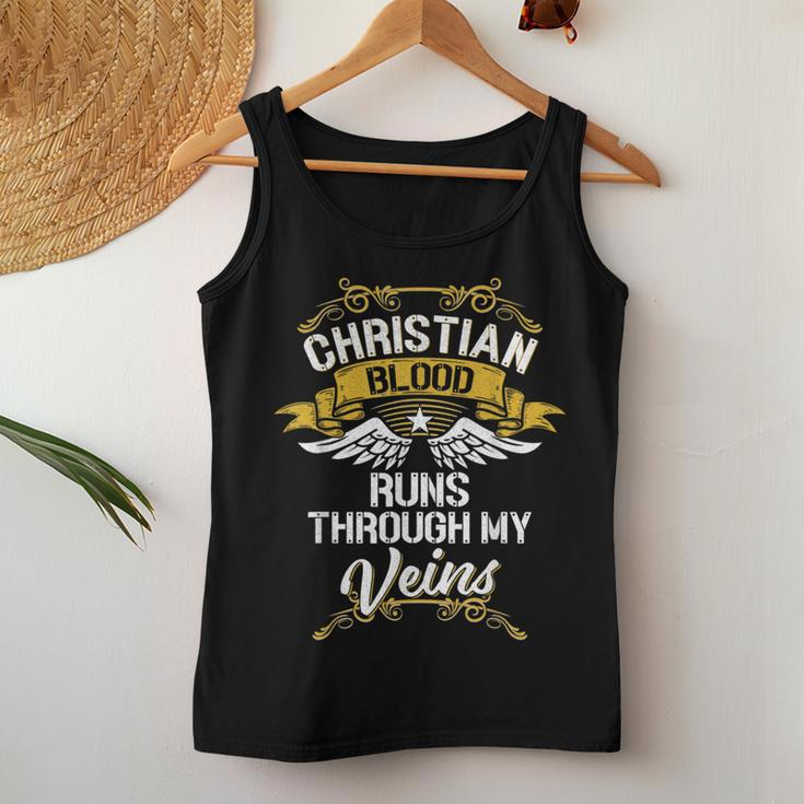 Christian Blood Runs Through My Veins Women Tank Top Funny Gifts