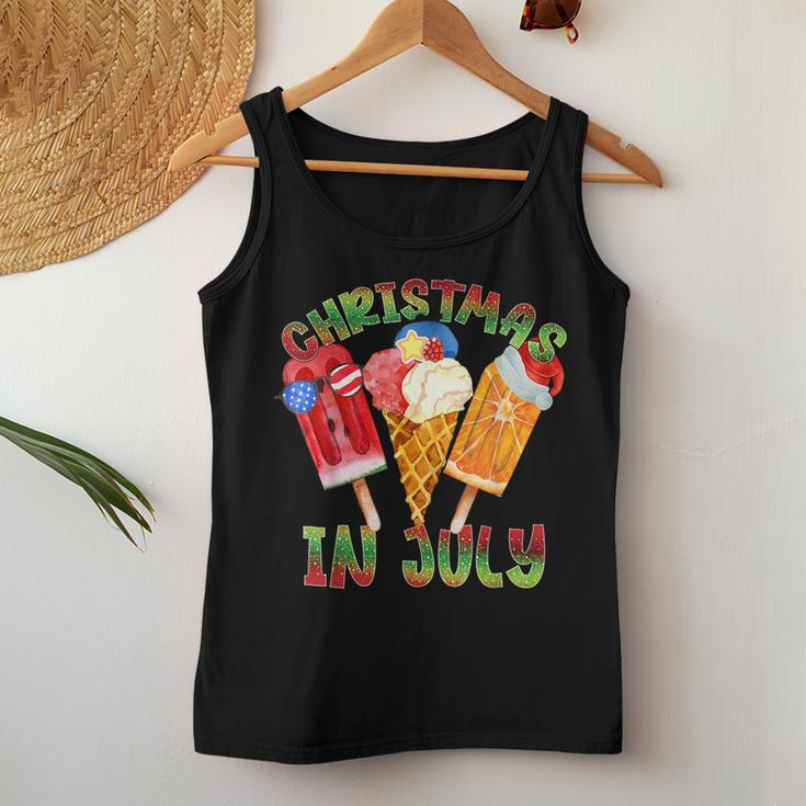 Christmas In July Santa Beach Summer With Gnomies Vacation Women Tank Top Unique Gifts