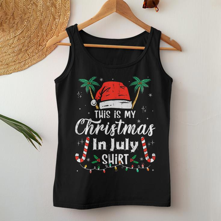 Christmas In July Santa Hat Summer Beach Vacation Xmas Vacation Women Tank Top Unique Gifts