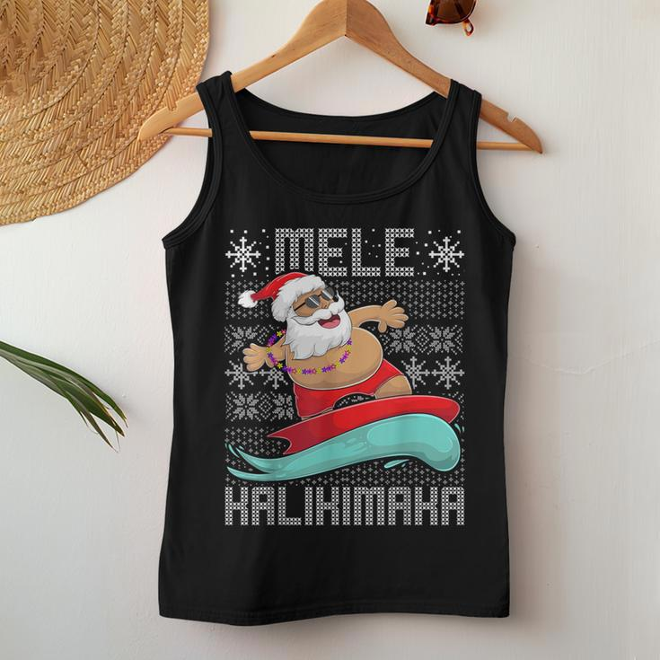 Christmas Ugly Sweater Mele Kalikimaka Apparel Santa Surf Women Tank Top Funny Gifts