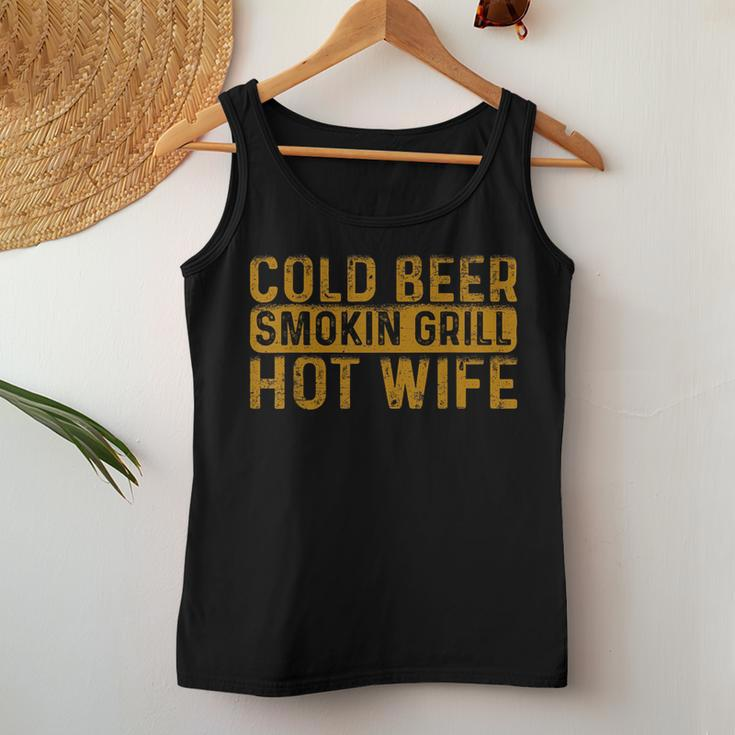 Cold Beer Smoking Grill Hotwife Husband Wife Bbq Joke Women Tank Top Basic Casual Daily Weekend Graphic Funny Gifts
