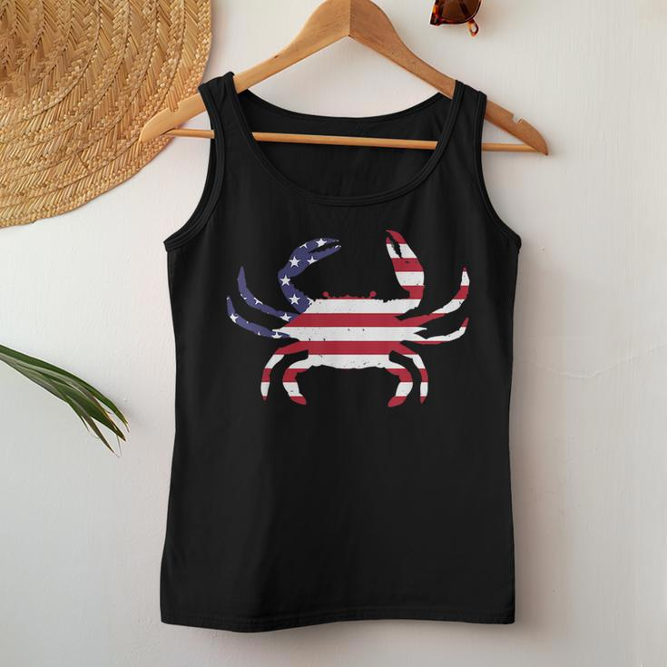 Cool Crab For Men Women Fourth July Flag Patriotic Crabbing Women Tank Top Weekend Graphic Unique Gifts