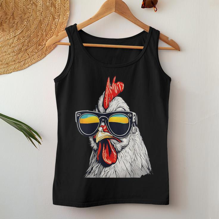 Cool Rooster Wearing Sunglasses Retro Vintage Chicken Women Tank Top Unique Gifts