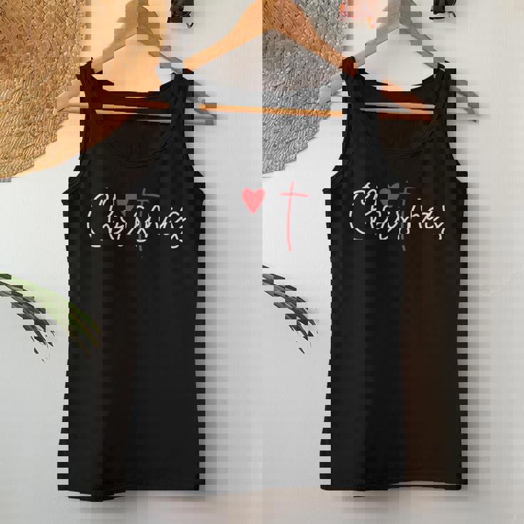 Cross Christmas Cute X-Mas Pajama Christian Jesus Faith Women Tank Top Personalized Gifts
