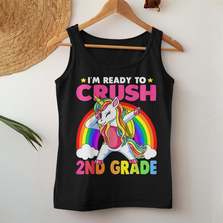 Crush 2Nd Grade Dabbing Unicorn Back To School Girls Gift Women Tank Top Weekend Graphic Funny Gifts