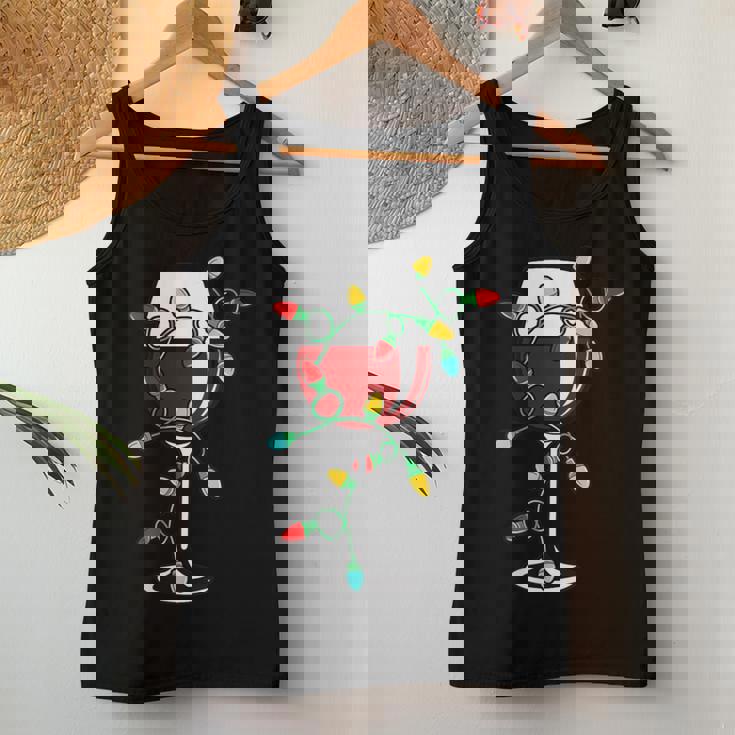 Cute Christmas Wine Glass Christmas Tree Lights Women Tank Top Unique Gifts