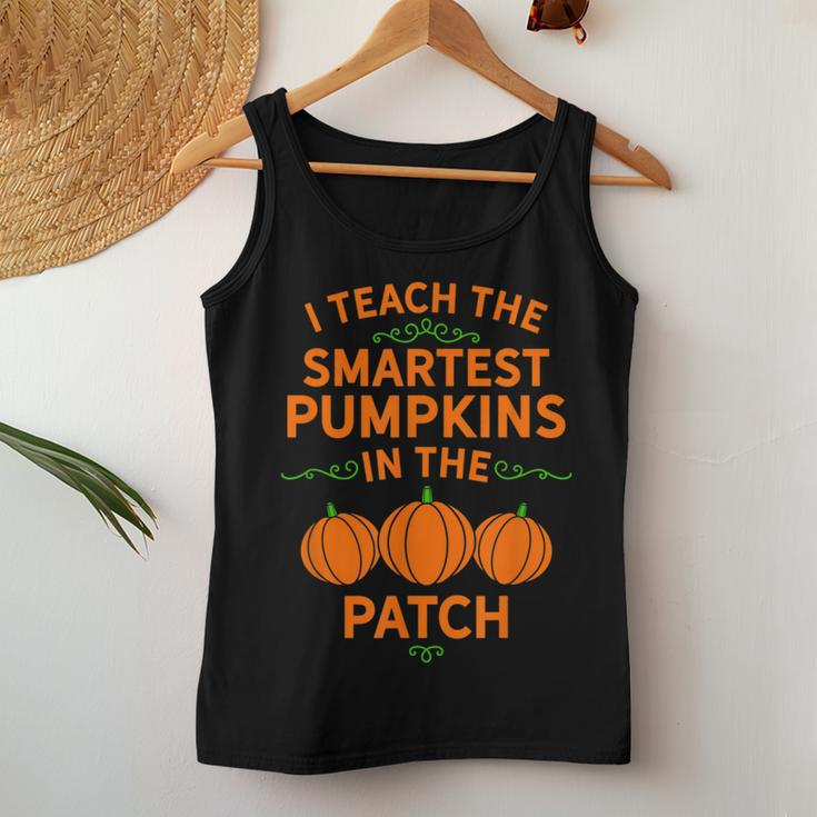 Cute Halloween Lover Pumpkin Teacher Educator Autumn Fall Pumpkin Teacher Women Tank Top Unique Gifts
