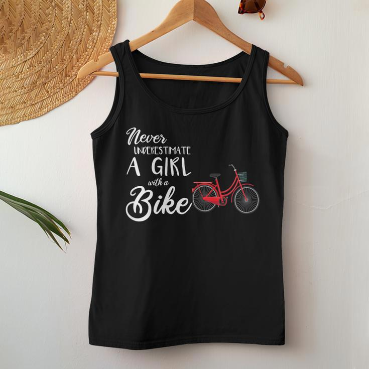 Cycling Girl Never Underestimate A Girl With A Bike Women Tank Top Unique Gifts