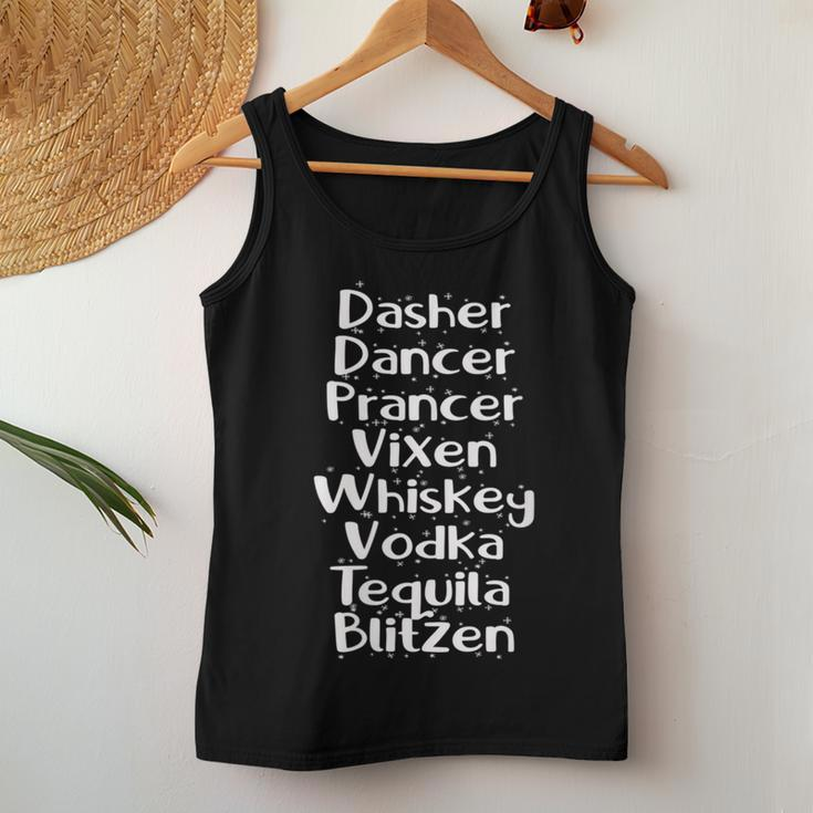 Dasher Dancer Whiskey Vodka Tequila Christmas Alcohol Women Tank Top Unique Gifts