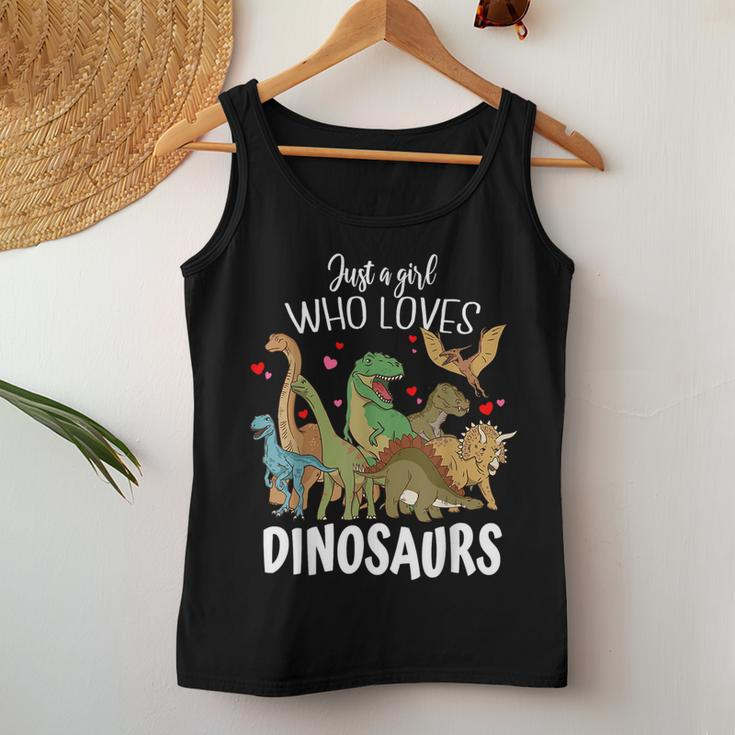 Dinosaur Just A Girl Who Loves Dinosaurs T-Rex Brachiosaurus Women Tank Top Funny Gifts