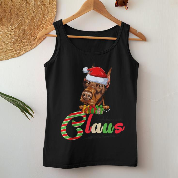 Doberman Claus Dog Lovers Santa Hat Ugly Christmas Sweater Women Tank Top Unique Gifts
