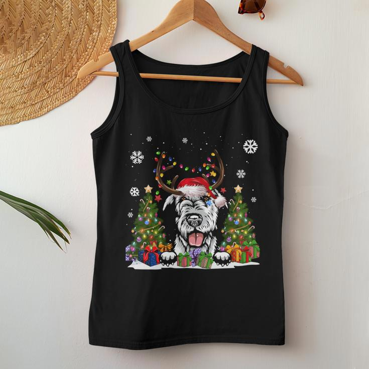 Dog Lovers Irish Wolfhound Santa Hat Ugly Christmas Sweater Women Tank Top Unique Gifts