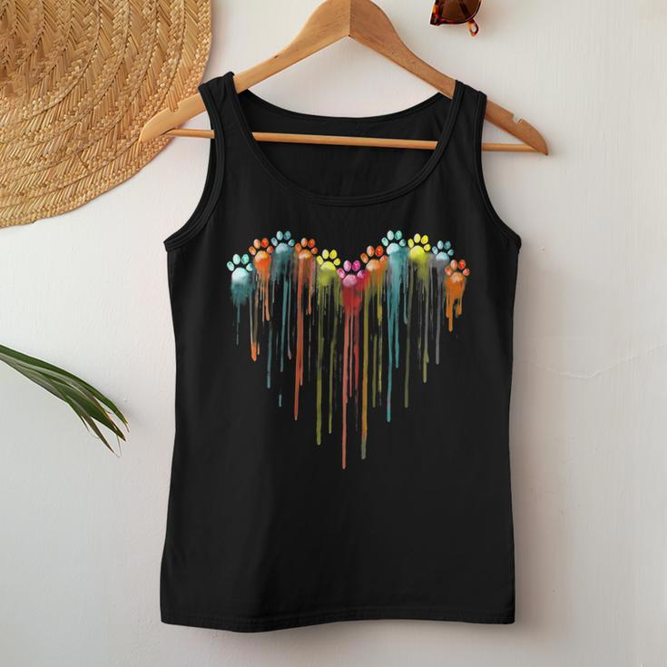 Dog Paws Heart Dog Owner Rainbow Pet Animal Women Tank Top Weekend Graphic Unique Gifts