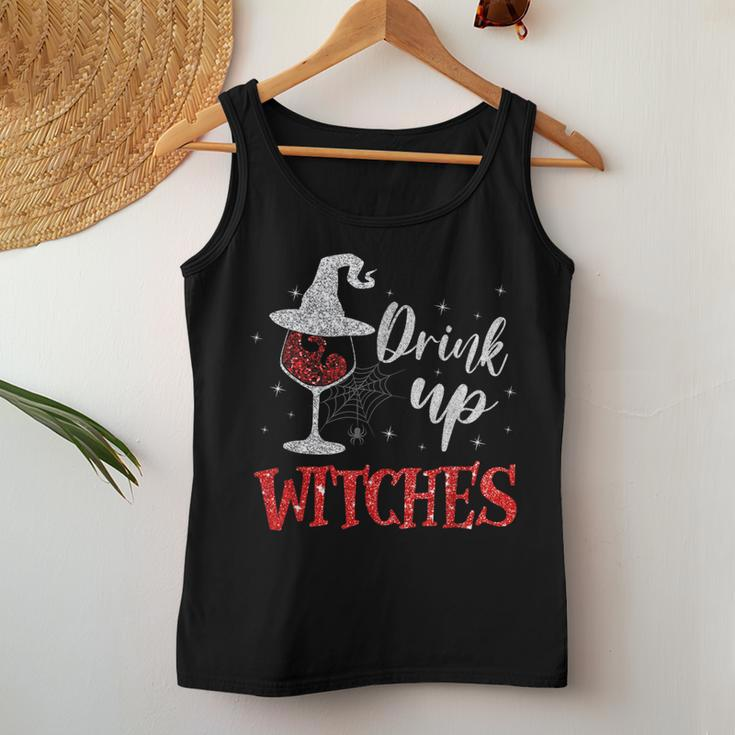 Drink Up Witches Wine Glass Halloween Drinking Women Tank Top Personalized Gifts
