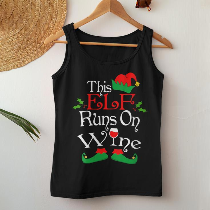 This Elf Runs On Wine Lovers Christmas Elves Xmas Women Tank Top Unique Gifts