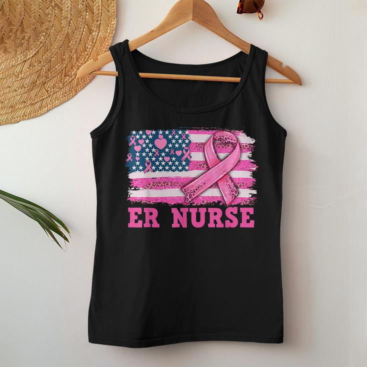 Er Nurse American Cancer Flag Cancer Warrior Pink Ribbon Women Tank Top Funny Gifts