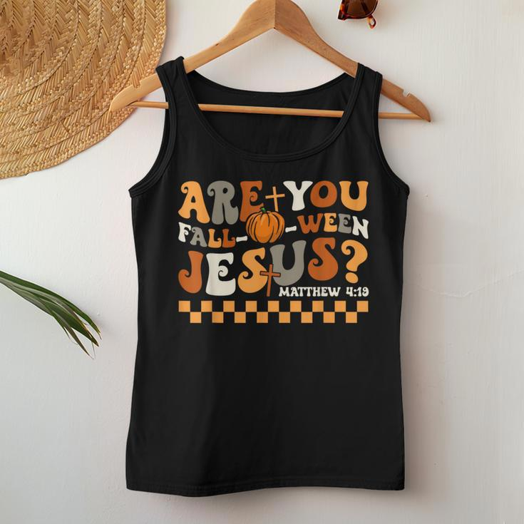 Are You Fall-O-Ween Jesus Pumpkin Christian Halloween Groovy Women Tank Top Unique Gifts