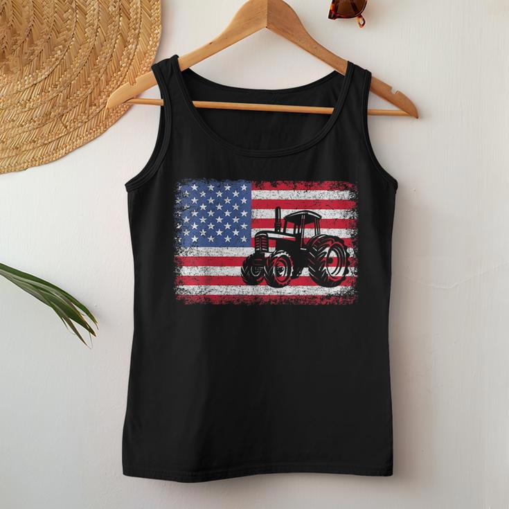 Farm Tractors Usa Flag Patriotic Farming Gift Men Women Boys Women Tank Top Basic Casual Daily Weekend Graphic Funny Gifts
