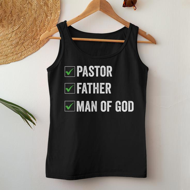 Fathers Day From Church Pastor Dad Man Of God Women Tank Top Basic Casual Daily Weekend Graphic Funny Gifts