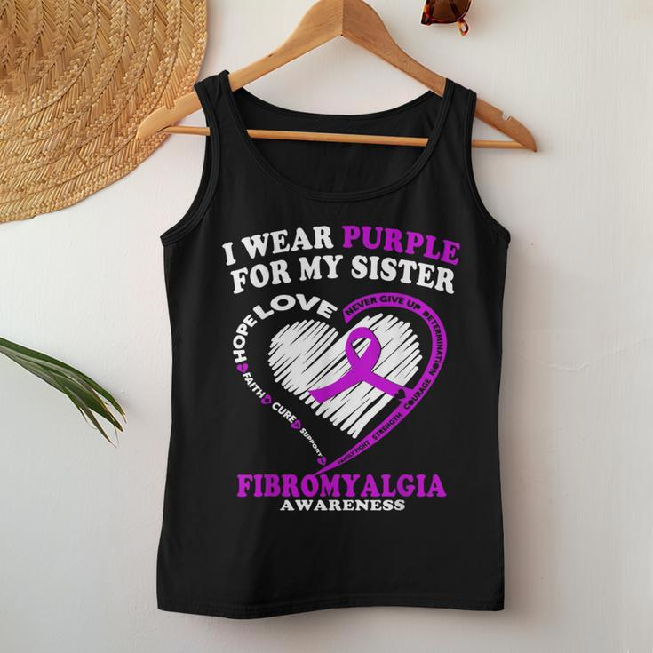 Fibromyalgia Awareness I Wear Purple For My Sister Women Tank Top Unique Gifts