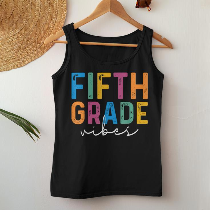 Fifth Grade Vibes 5Th Grade Team Retro 1St Day Of School Women Tank Top Weekend Graphic Funny Gifts