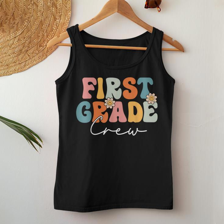 First Grade Crew Team Retro Groovy Vintage Back To School Women Tank Top Unique Gifts