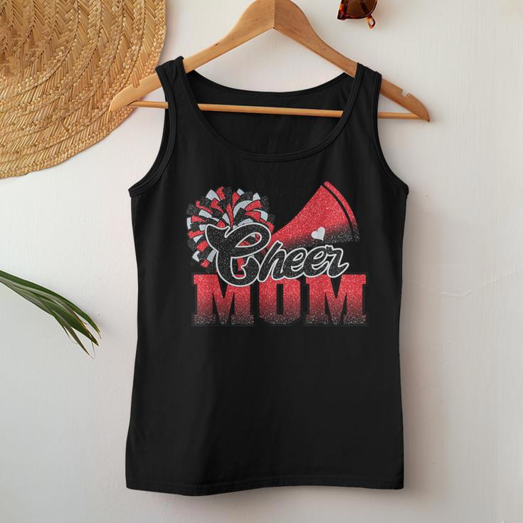 Football Cheer Mom Red Black Pom Leopard Women Tank Top Funny Gifts