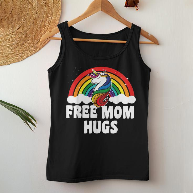 Free Mom Hugs Gay Pride Parade Rainbow Flag Unicorn Women Tank Top Unique Gifts