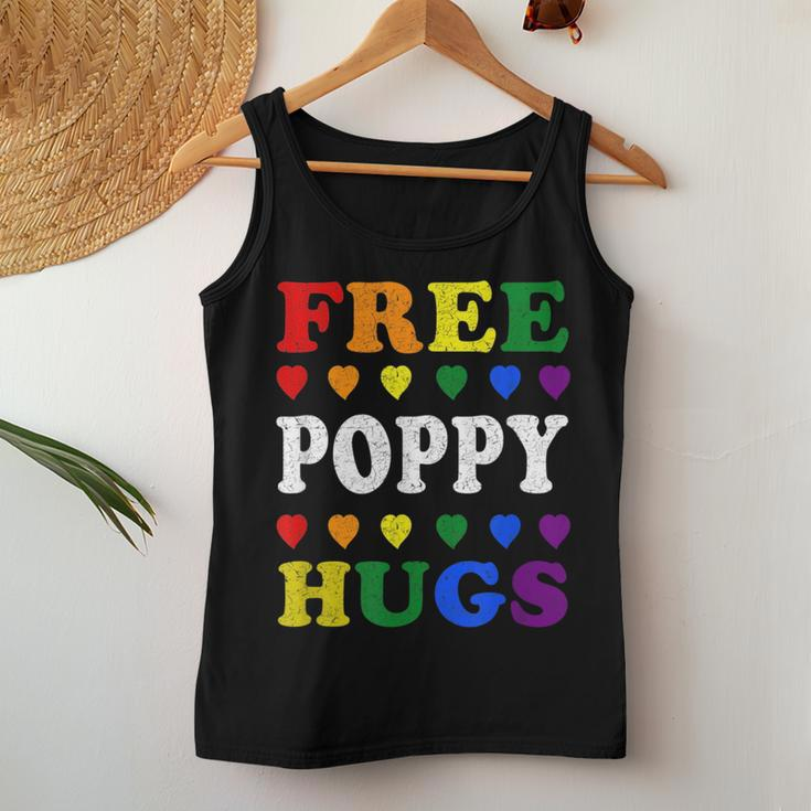 Free Poppy Hugs Rainbow Heart Lgbt Pride Month Women Tank Top Unique Gifts