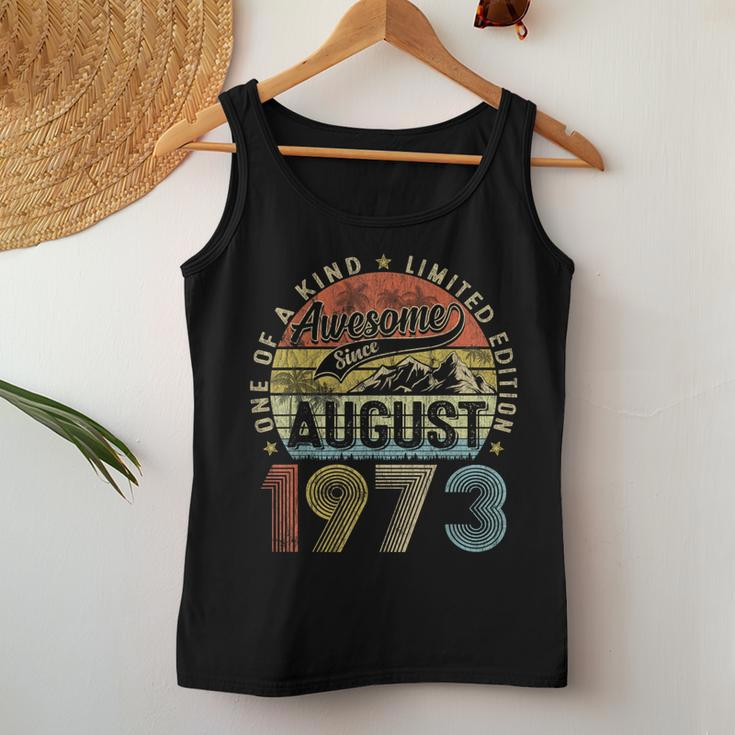 Funny 50 Years Old August 1973 Vintage Retro 50Th Birthday Women Tank Top Funny Gifts