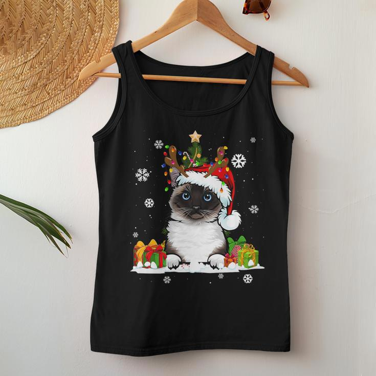 Cat Lover Cute Birman Santa Hat Ugly Christmas Sweater Women Tank Top Unique Gifts