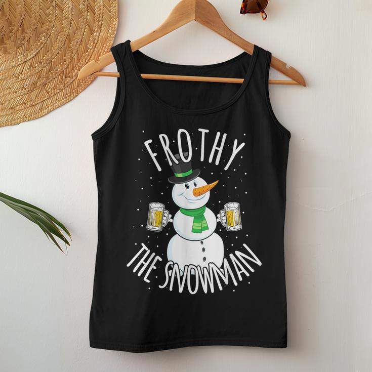 Christmas Snowman Beer Frothy Drinking Party Joke Women Tank Top Personalized Gifts