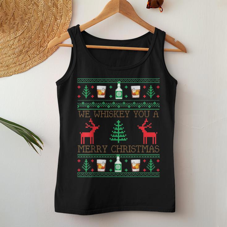 Drinking Whiskey Ugly Christmas Sweaters Women Tank Top Unique Gifts