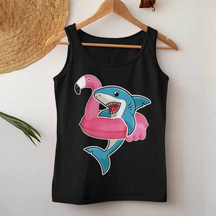 Funny Flamingo Float Summer Shark Floating Women Tank Top Weekend Graphic Unique Gifts