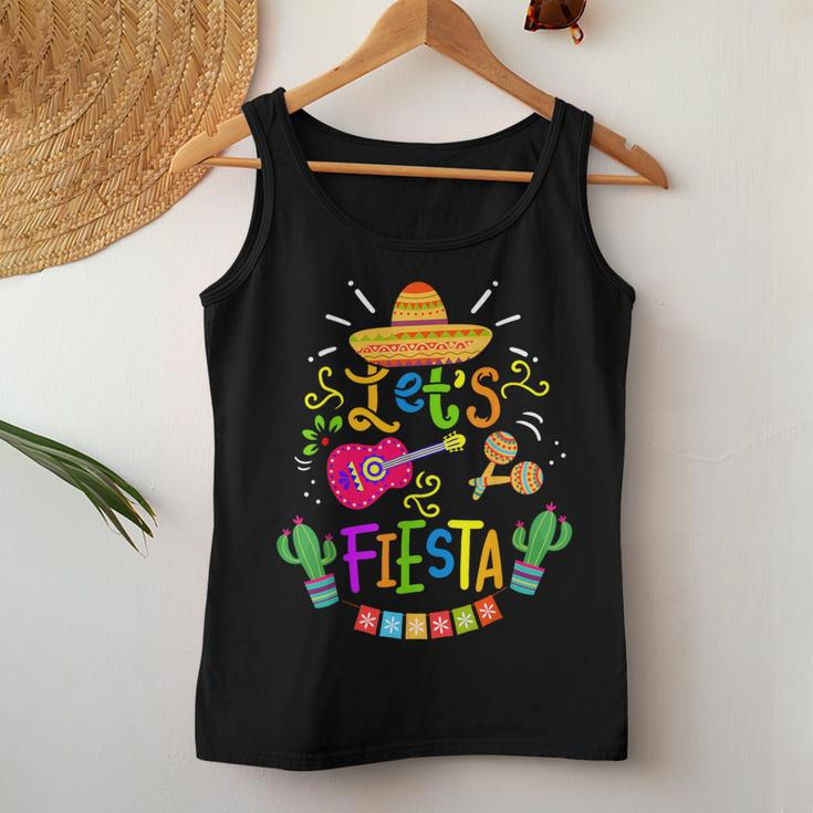 Let's Fiesta Cinco De Mayo Mexican Guitar Cactus Women Tank Top Funny Gifts