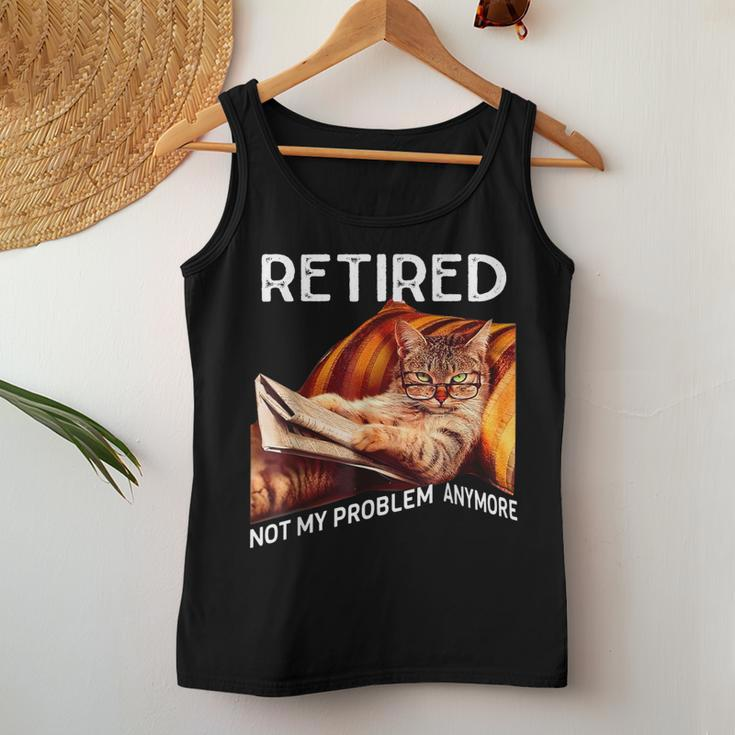 Retired Cat Reading Not My Problem Anymore Retirement Women Tank Top Funny Gifts