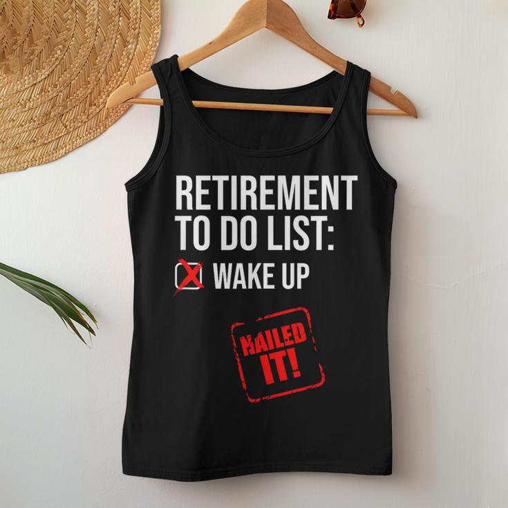 Funny Retirement To Do List Nailed It Retired Retiree Humor Women Tank Top Weekend Graphic Unique Gifts
