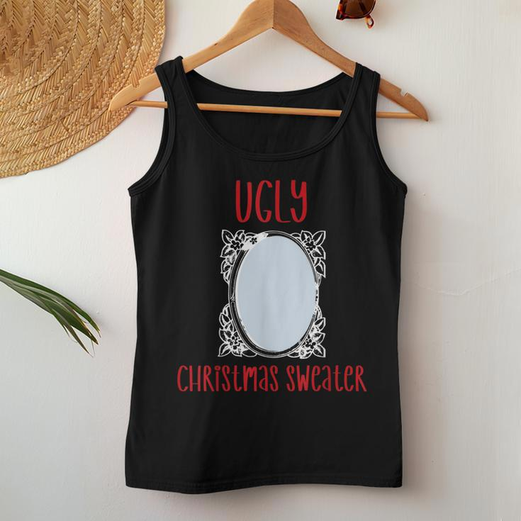 Ugly Christmas Sweater With Mirror Graphic Women Tank Top Unique Gifts